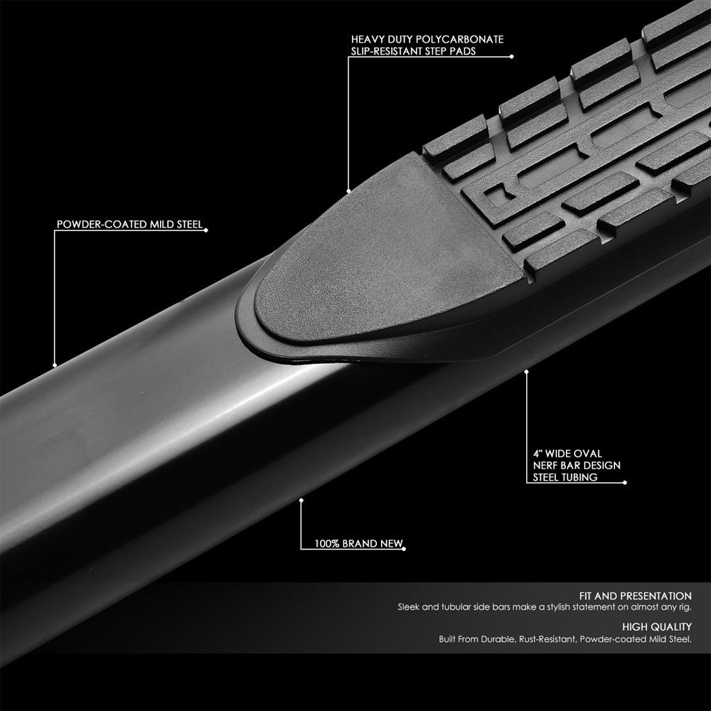 Straight Design Black Running Board Nerf Bar For 19+ Silverado/Sierra Crew Cab