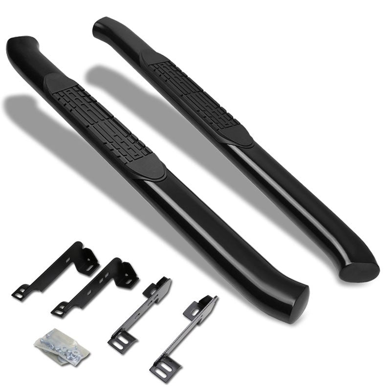 Curved End Oval Black Running Board Nerf Bar For 99-19 Silverado Standard Cab