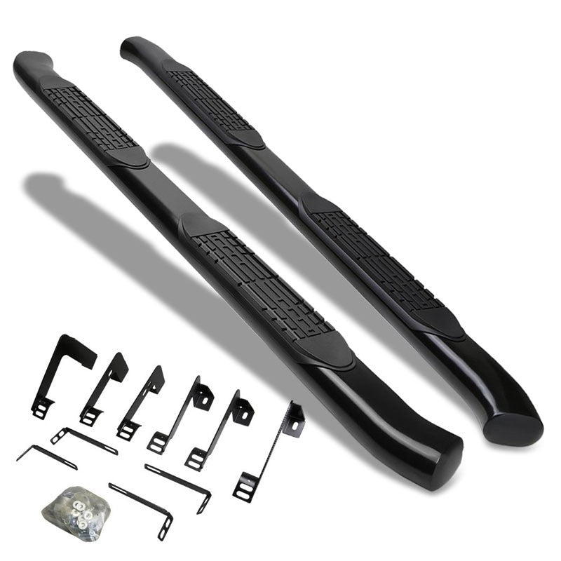 Curved Oval Black Running Board Nerf Bar For 99-14 Silverado GMT800/900 Crew Cab
