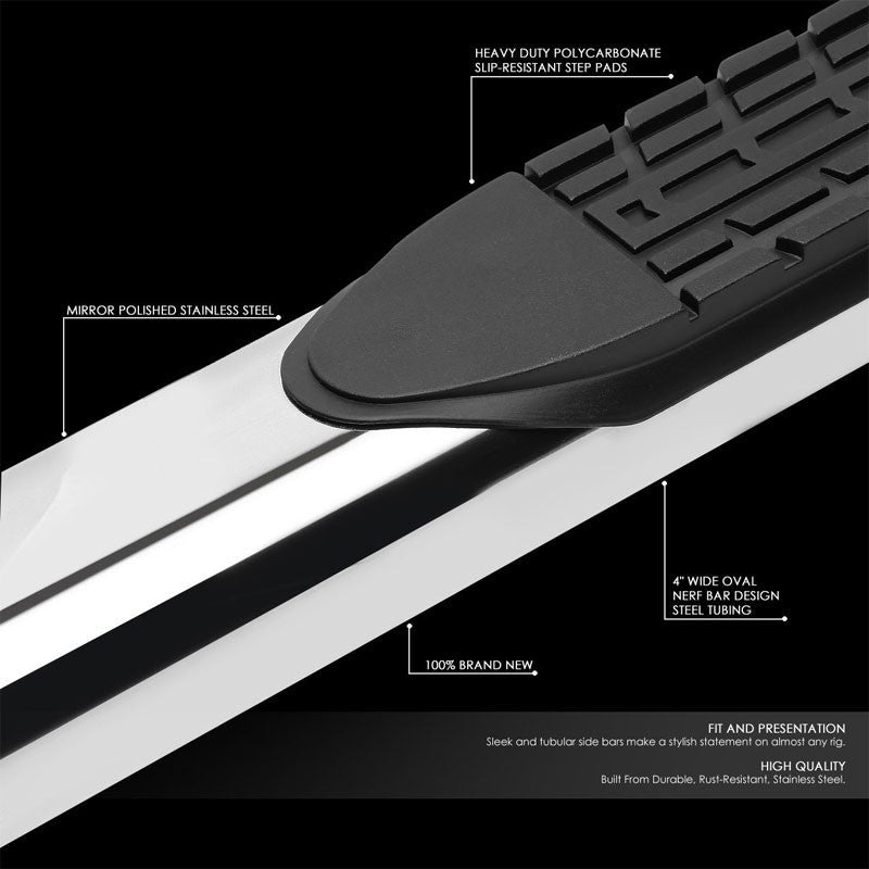 Curved End Oval Metal Running Board Nerf Bar For 09+ Dodge Ram 1500 Standard Cab