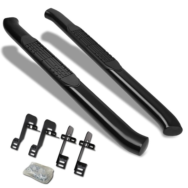 Curved End Oval Black Running Board Nerf Bar For 04-14 Ford F-150 Standard Cab