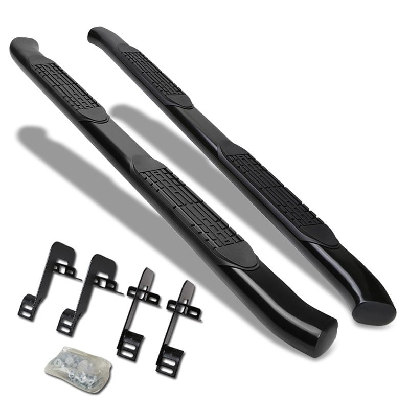 Curved End Oval Black Running Board Nerf Bar For 04-14 Ford F-150 Extended Cab