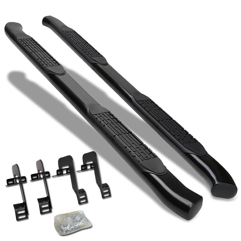 Curved End Oval Black Running Board Nerf Bar For 04-14 Ford F-150 Crew Cab