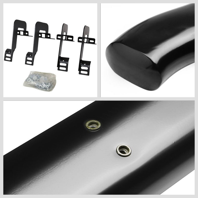 Curved End Oval Black Running Board Nerf Bar For 04-14 Ford F-150 Crew Cab