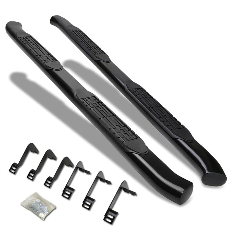 Curved End Oval Black Running Board Nerf Bar For 04-15 Nissan Titan Extended Cab