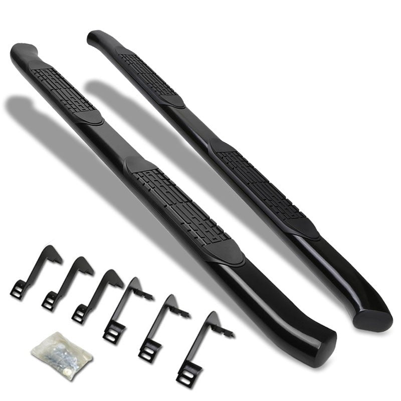 Curved End Oval Black Running Board Nerf Bar For 04-15 Nissan Titan A60 Crew Cab