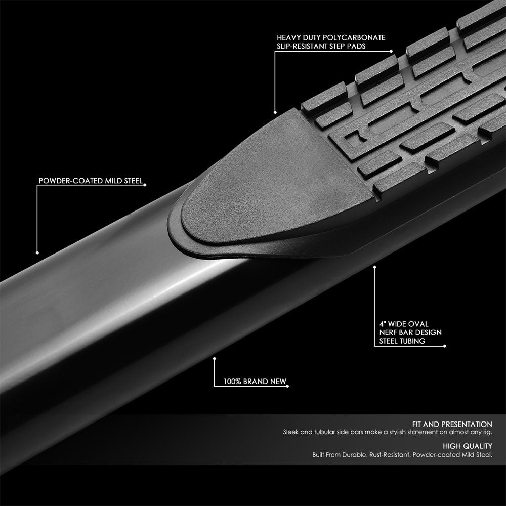 Curved End Oval Black Running Board Nerf Bar For 19+ Ram 1500 DT Extended Cab