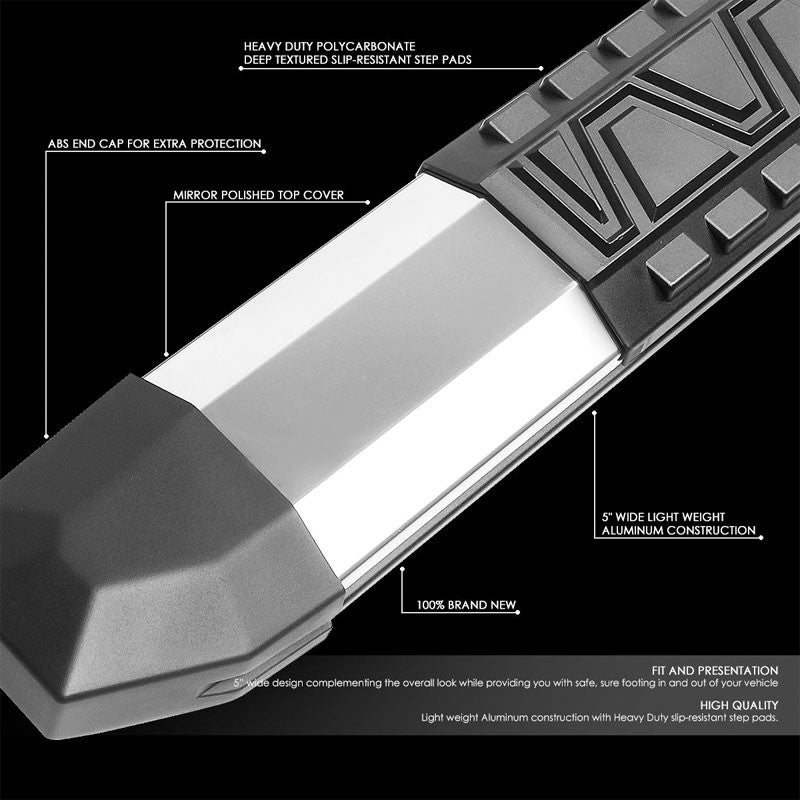 Extruded Trapezoid Metal Running Board Bar For 05-22 Toyota Tacoma Extended Cab