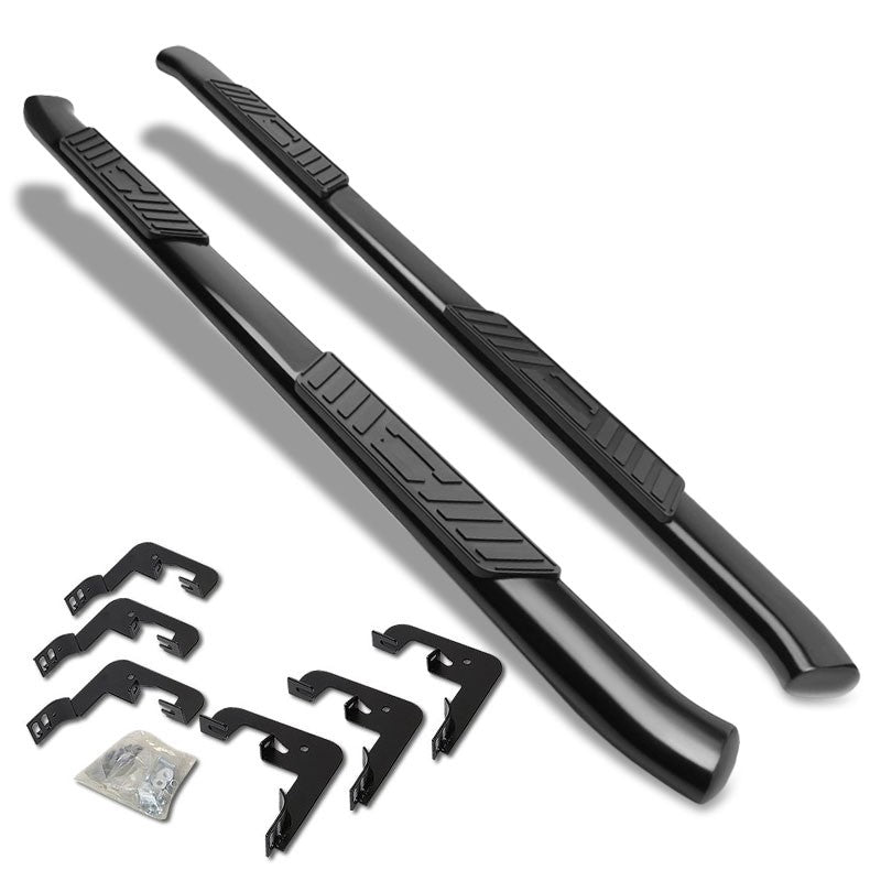 Oval Tubular Black Running Board Nerf Bar For 07-18 Silverado 1500 Crew Cab