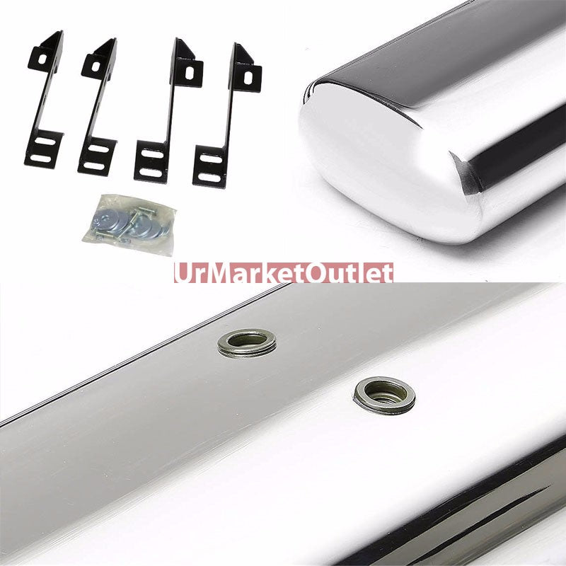Straight Oval Metal Running Board Nerf Bar For 99-19 Silverado Standard Cab