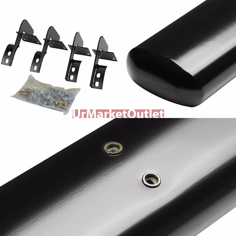 Straight Oval Black Running Board Nerf Bar For 99-16 Ford Super Duty Crew Cab