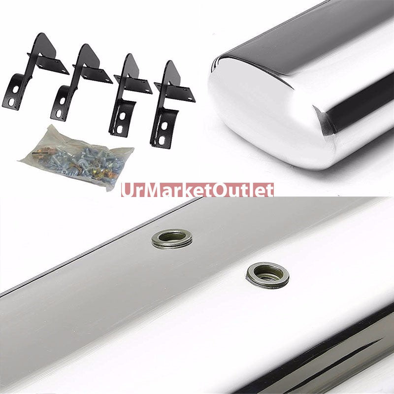 Straight Oval Metal Running Board Nerf Bar For 99-16 Ford Super Duty Crew Cab