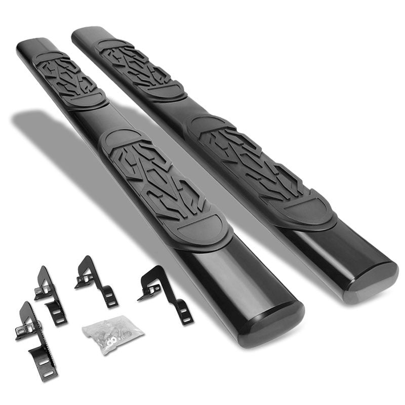 Straight Oval Tubular Black Running Board Nerf Bar For 09-14 F-150 Extended Cab