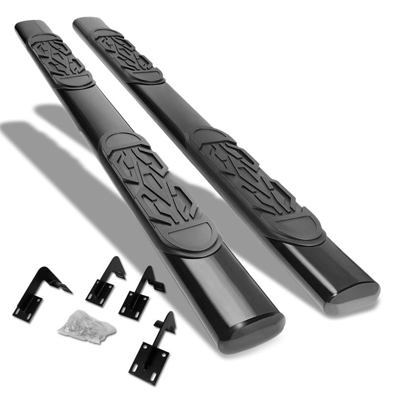 Straight Oval Tubular Black Running Board Nerf Bar For 99-16 Ford SD Crew Cab