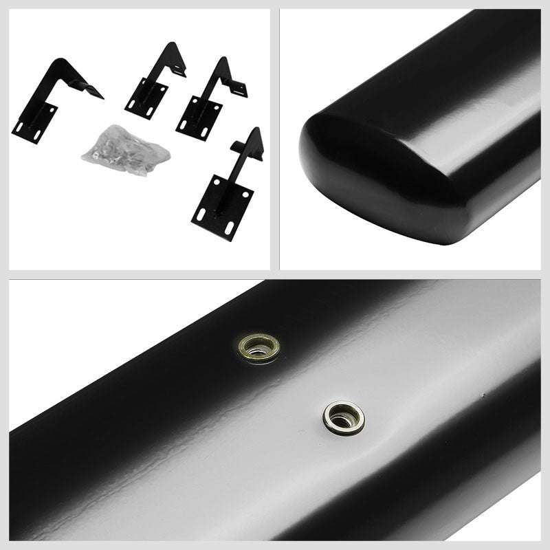 Straight Oval Tubular Black Running Board Nerf Bar For 99-16 Ford SD Crew Cab
