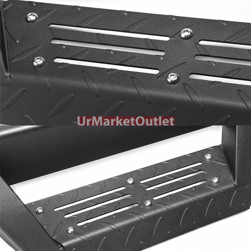 Step-Down Black Running Board Nerf Bar For 07-18 Jeep Wrangler 4-Door (JK)