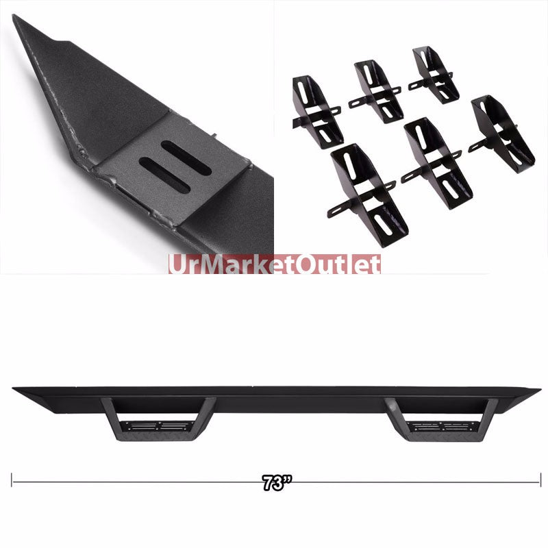 Step-Down Black Running Board Nerf Bar For 07-18 Jeep Wrangler 4-Door (JK)