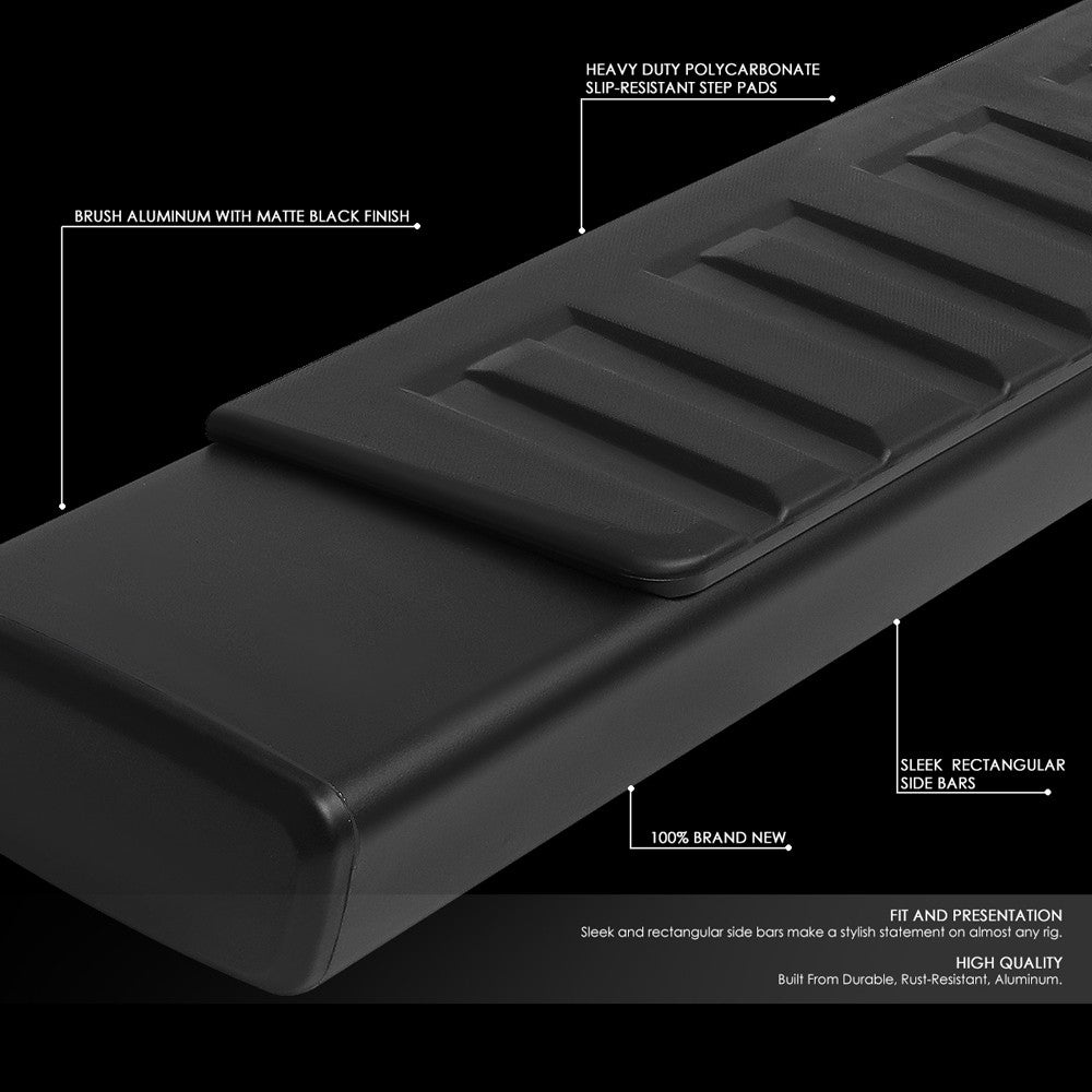 Extruded Flat Black Running Board Nerf Bar For 07-18 Silverado 1500 Standard Cab