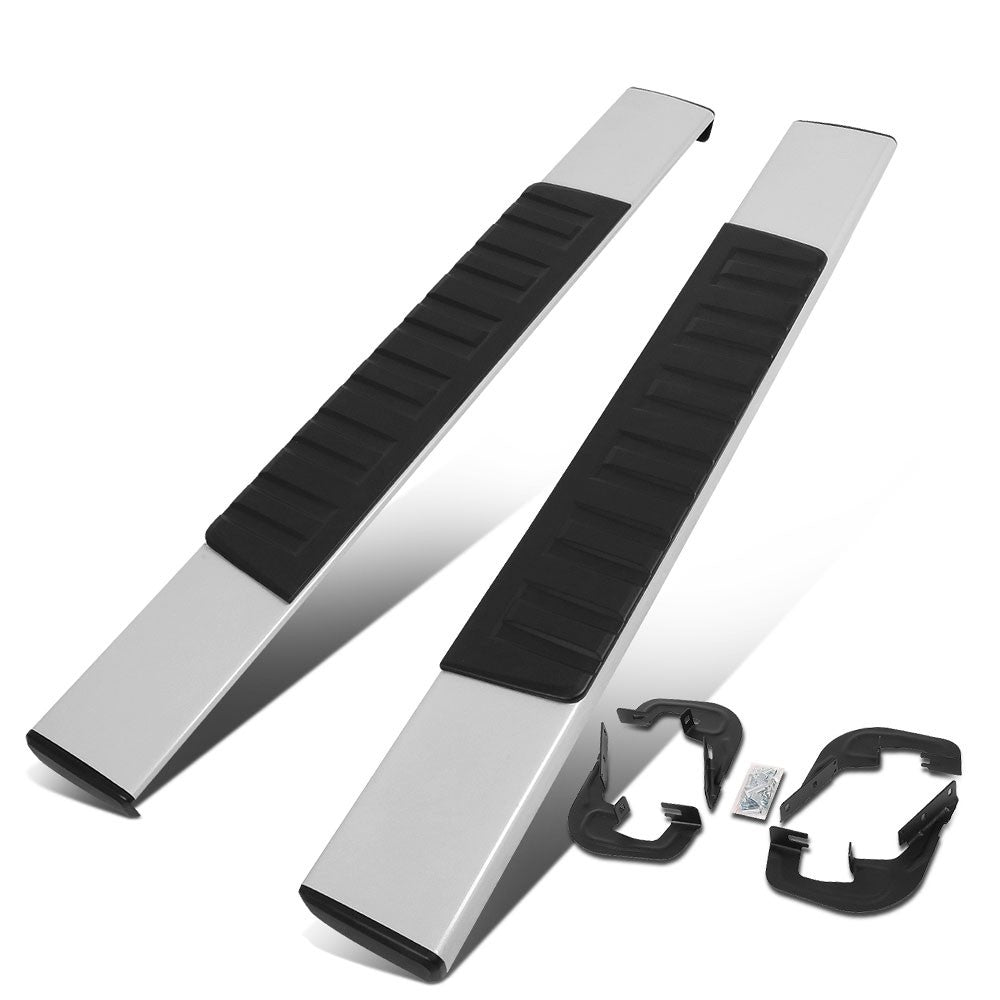 Extruded Flat BLK/SIL Running Board Nerf Bar For 07-18 Sierra 1500 Standard Cab