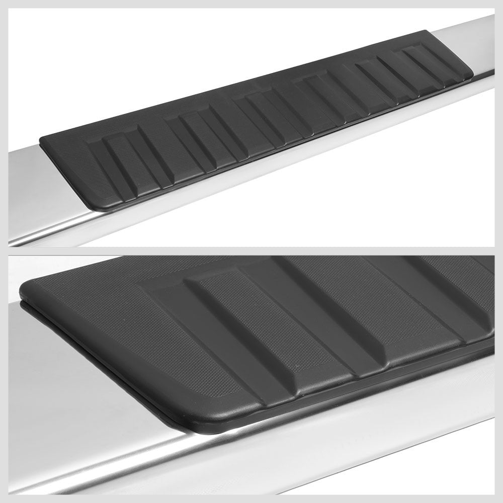 Extruded Flat BLK/SIL Running Board Nerf Bar For 07-18 Sierra 1500 Standard Cab