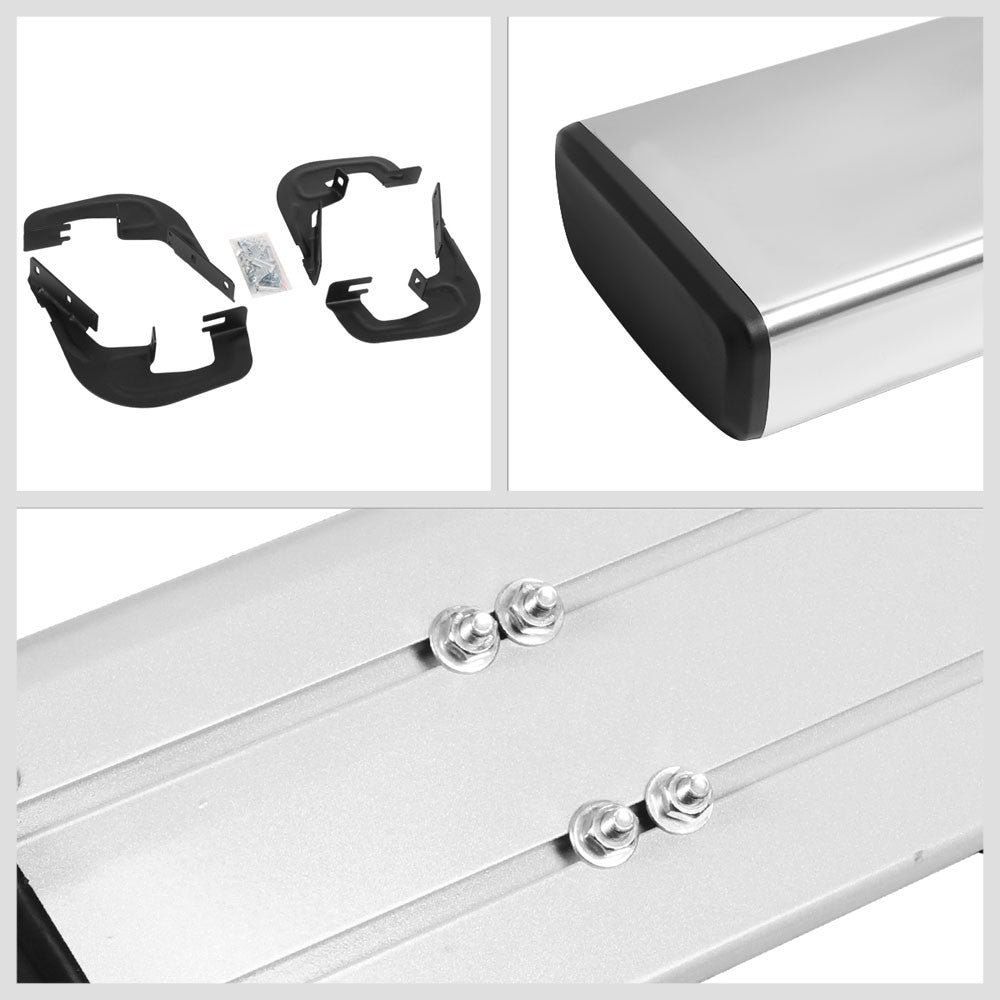 Extruded Flat BLK/SIL Running Board Nerf Bar For 07-18 Sierra 1500 Standard Cab