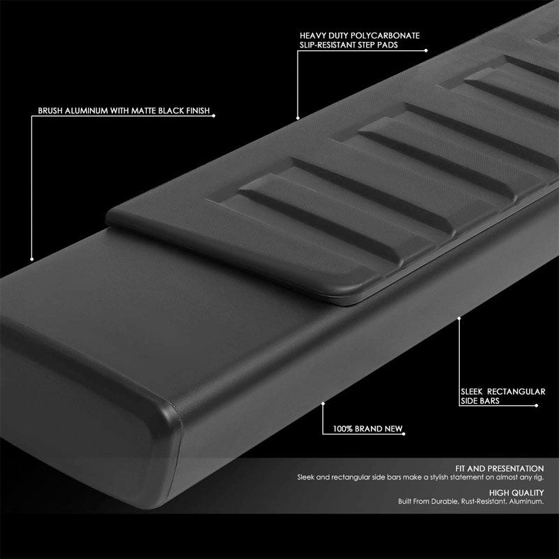 Extruded Flat Black Running Board Nerf Bar For 07-18 Silverado 1500 Crew Cab