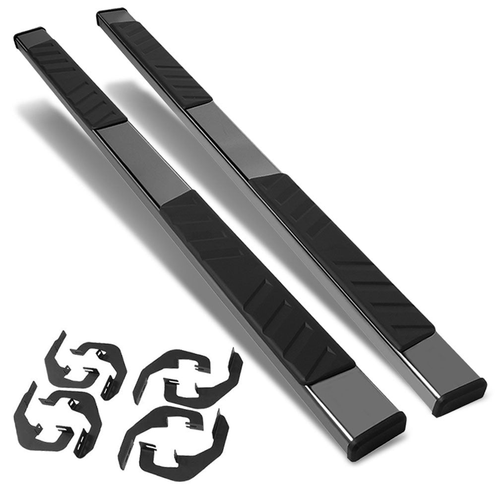 Flat Board Slant Black Running Board Nerf Bar For 07-18 Silverado 1500 Crew Cab