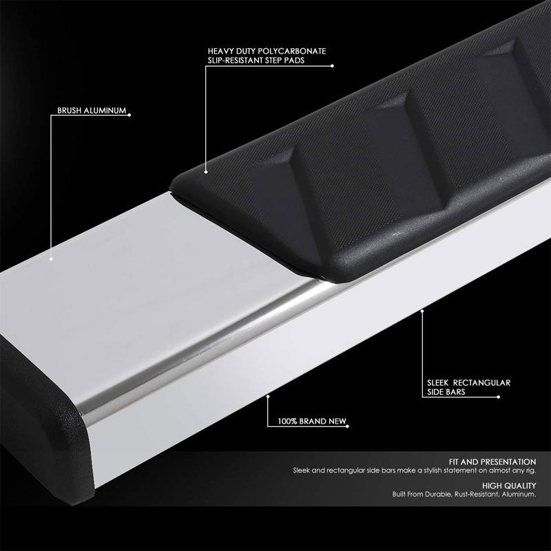 Flat Board Slant Metal Running Board Nerf Bar For 07-18 Silverado 1500 Crew Cab