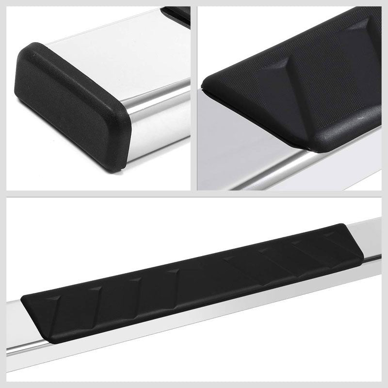Flat Board Slant Metal Running Board Nerf Bar For 07-18 Silverado 1500 Crew Cab