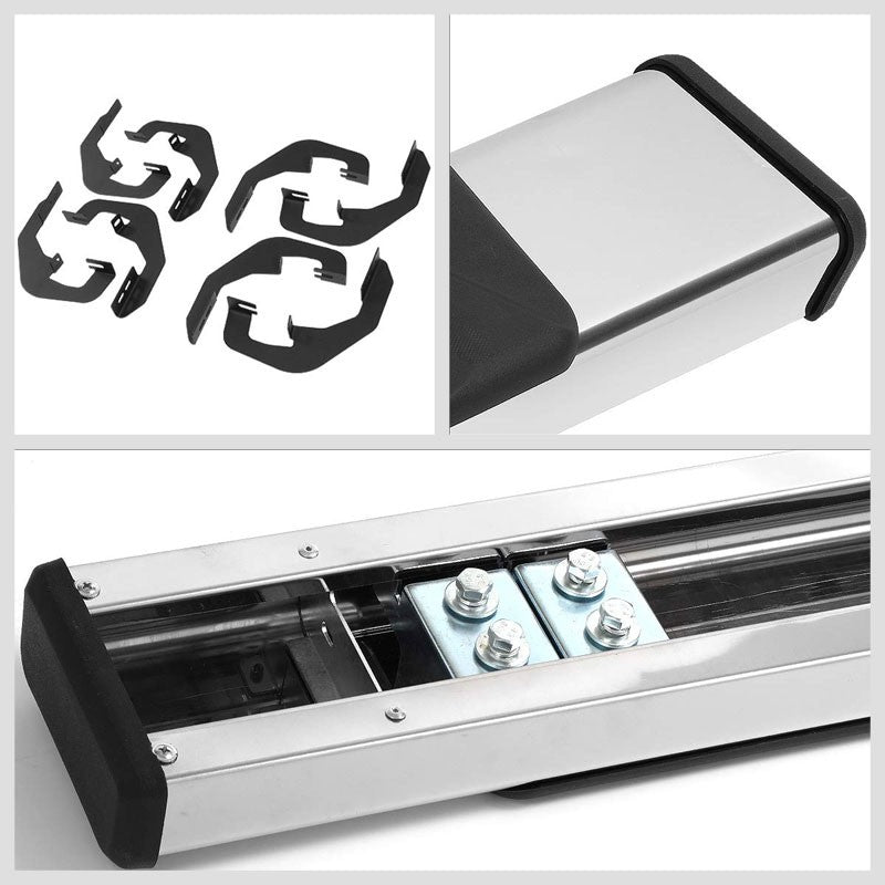 Flat Board Slant Metal Running Board Nerf Bar For 07-18 Silverado 1500 Crew Cab