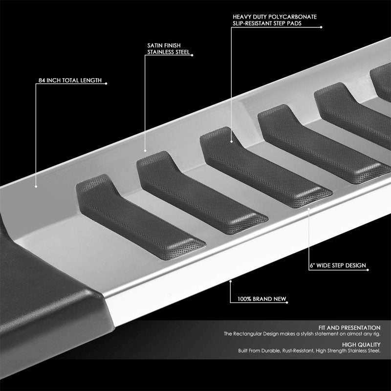 Flat Board Stripe Pad Black Running Board Nerf Bar For 15+ Ford F150 Crew Cab
