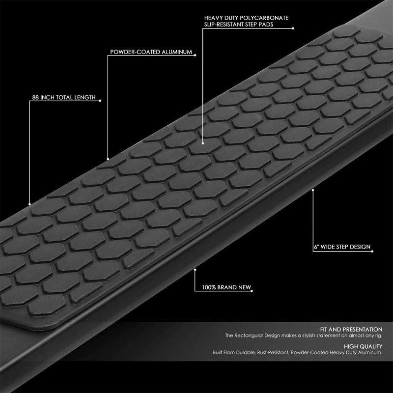 82" Flat Honeycomb 2 Pad Black Running Board Nerf Bar For 09-18 Ram Crew Cab