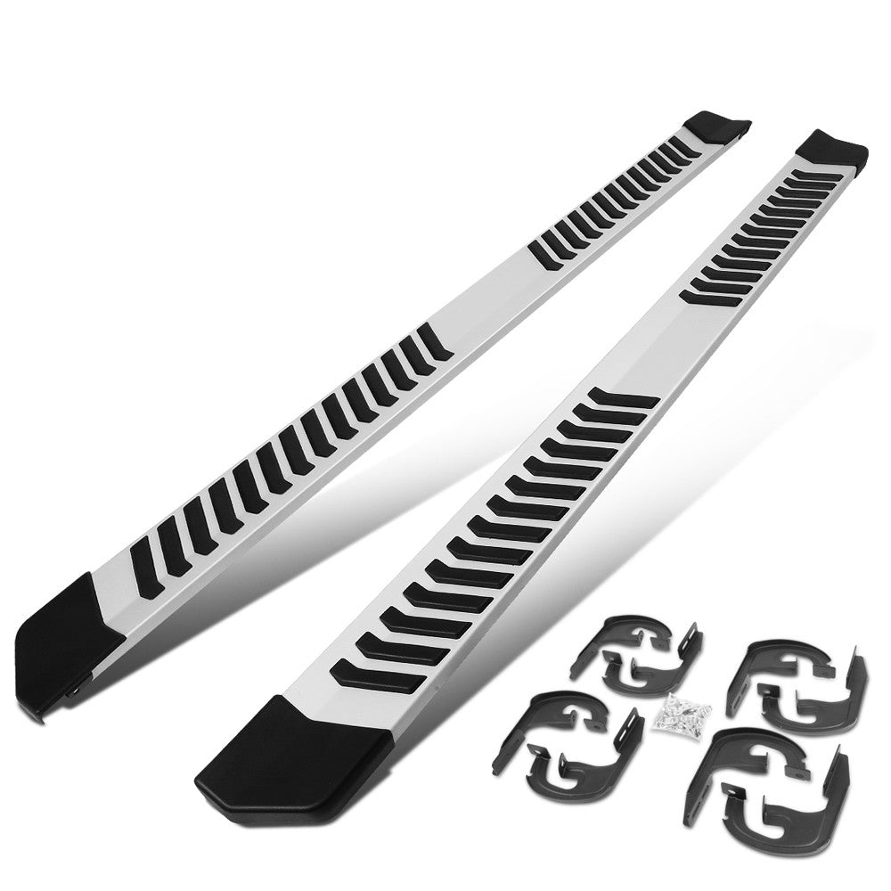 Extruded Flat Black/Silver Running Board Nerf Bar For 04-14 Ford F-150 Crew Cab
