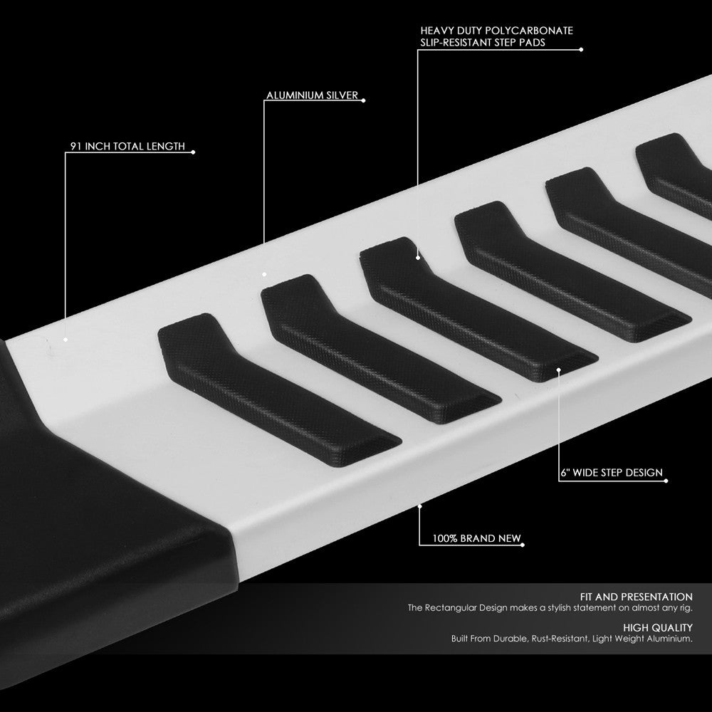 Extruded Flat Black/Silver Running Board Nerf Bar For 04-14 Ford F-150 Crew Cab