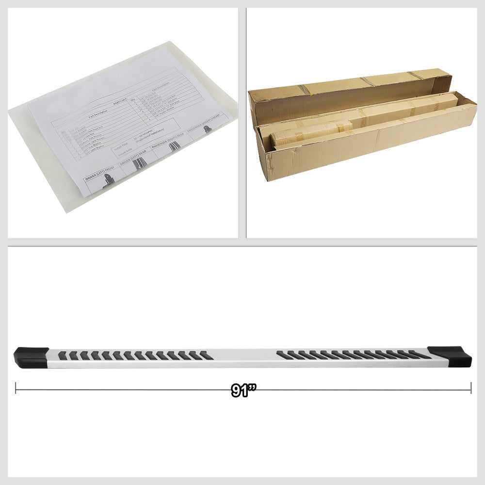 Extruded Flat Black/Silver Running Board Nerf Bar For 04-14 Ford F-150 Crew Cab