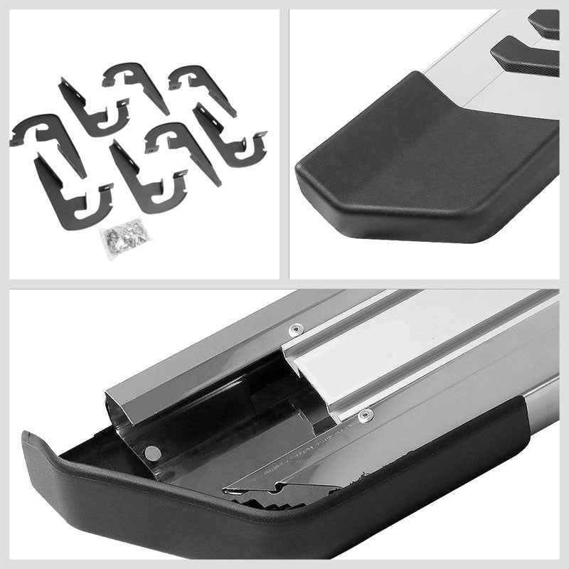 Flat Board Stripe Pad Metal Running Board Nerf Bar For 04-14 Ford F-150 Crew Cab