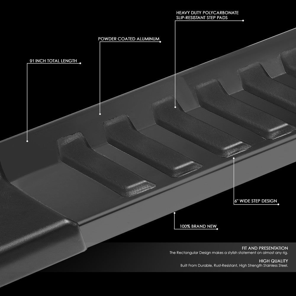 Flat Black Aluminum Running Board Nerf Bar For 99-16 Ford Super Duty Crew Cab