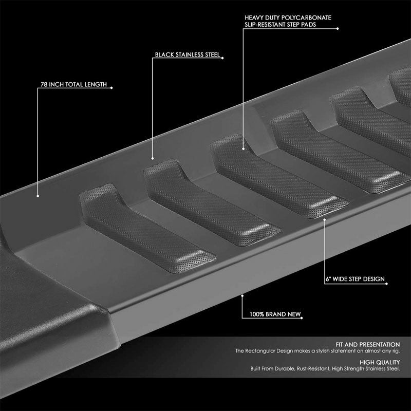 Extruded Flat Black Running Board Nerf Bar For 99-16 Ford Super Duty Crew Cab