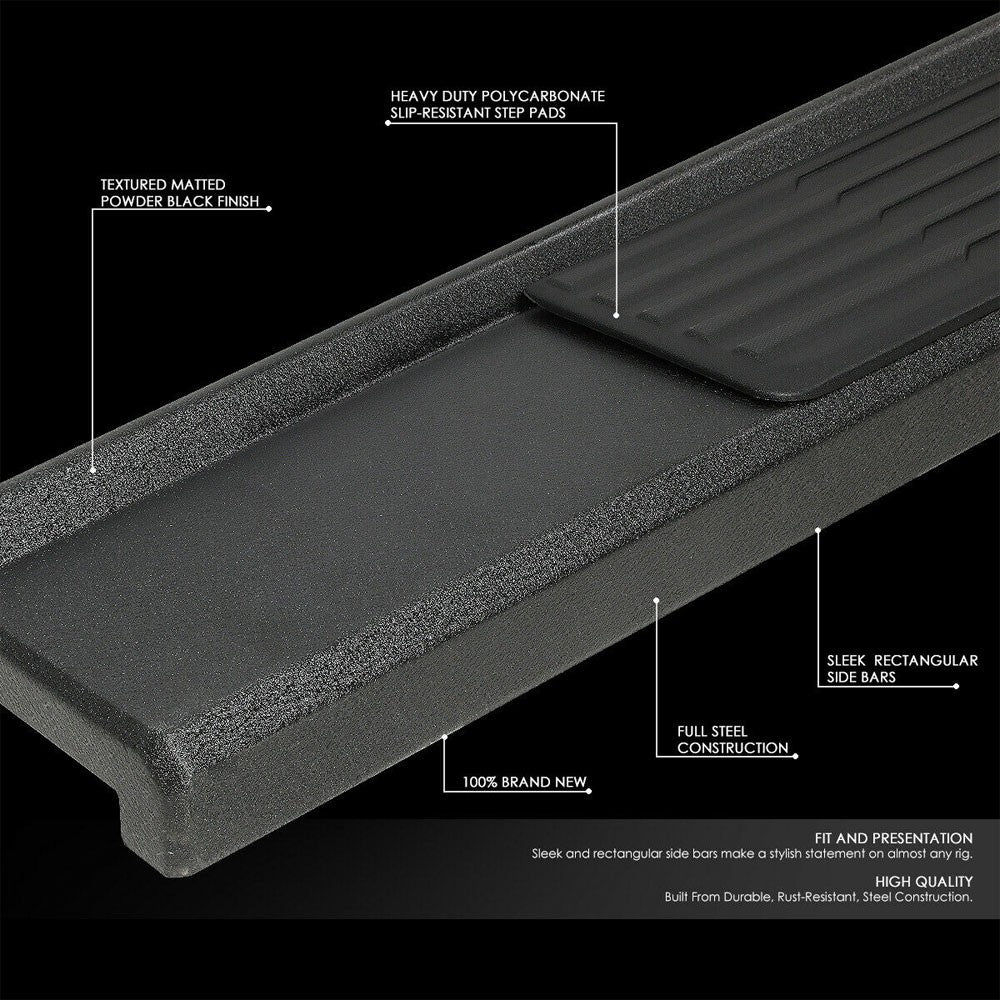 OE Retangular Style Black Running Board Nerf Bar For 18+ Jeep Wrangler JL 4Dr