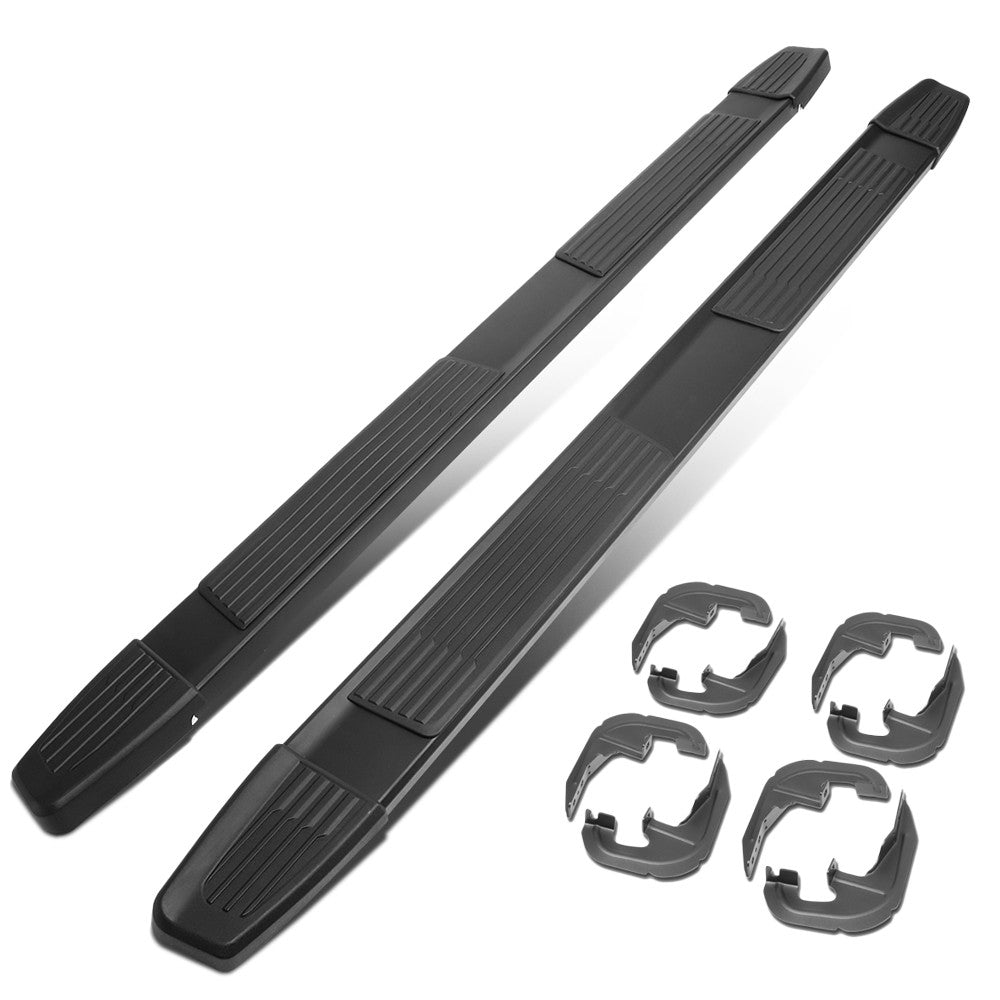 Flat Step/5.25Cap Black Running Board Nerf Bar For 07-18 Silverado 1500 Crew Cab