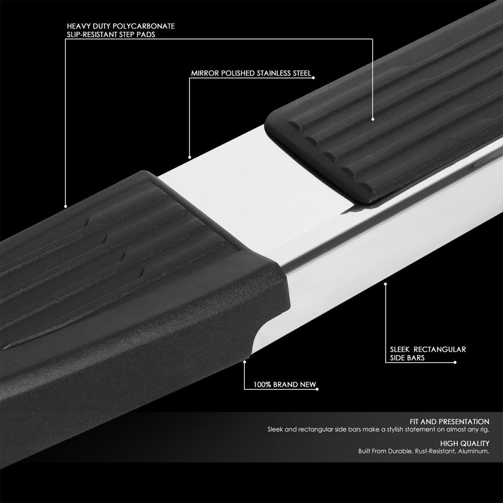 Flat Step/5.25Cap Metal Running Board Nerf Bar For 07-18 Silverado 1500 Crew Cab