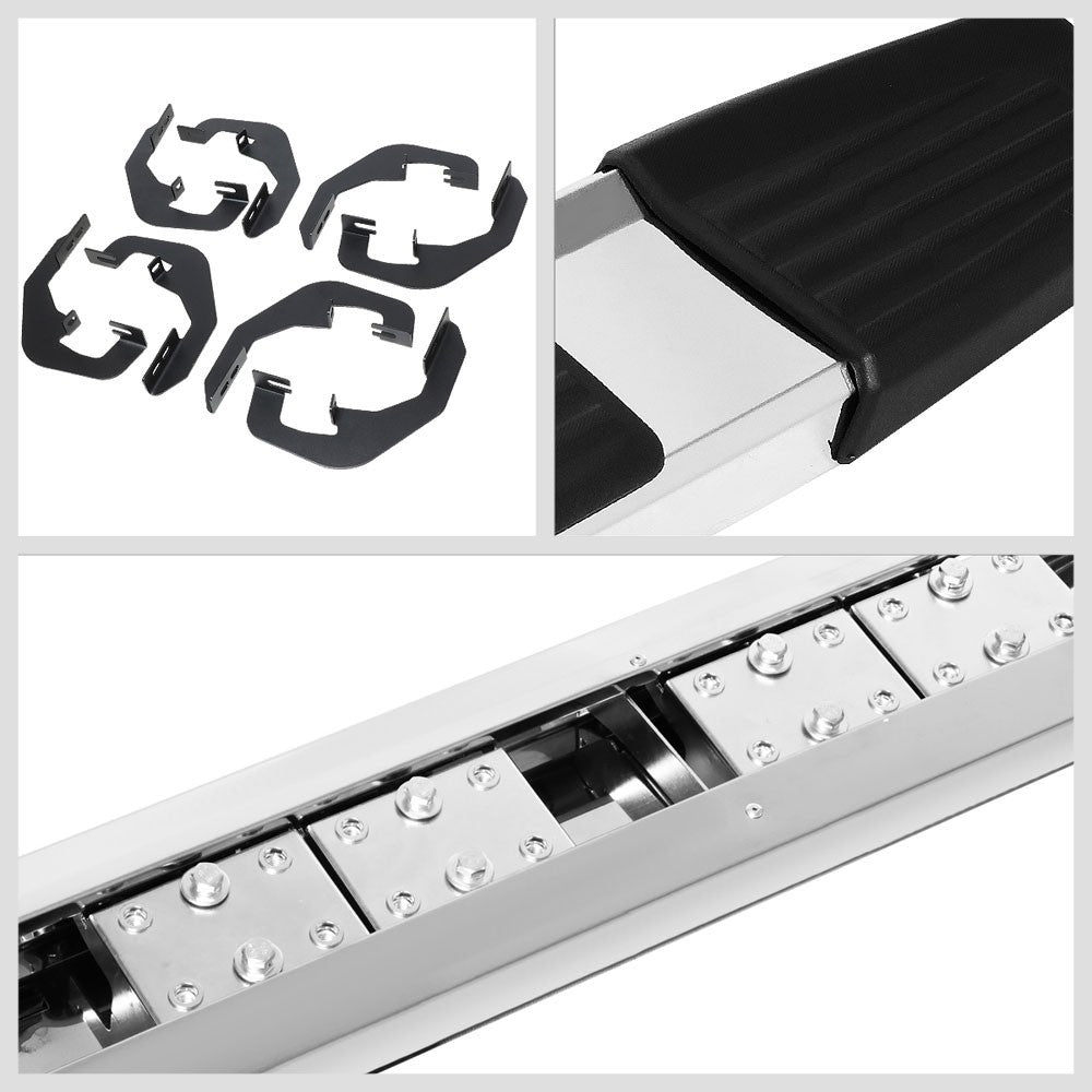 Flat Step/5.25Cap Metal Running Board Nerf Bar For 07-18 Silverado 1500 Crew Cab