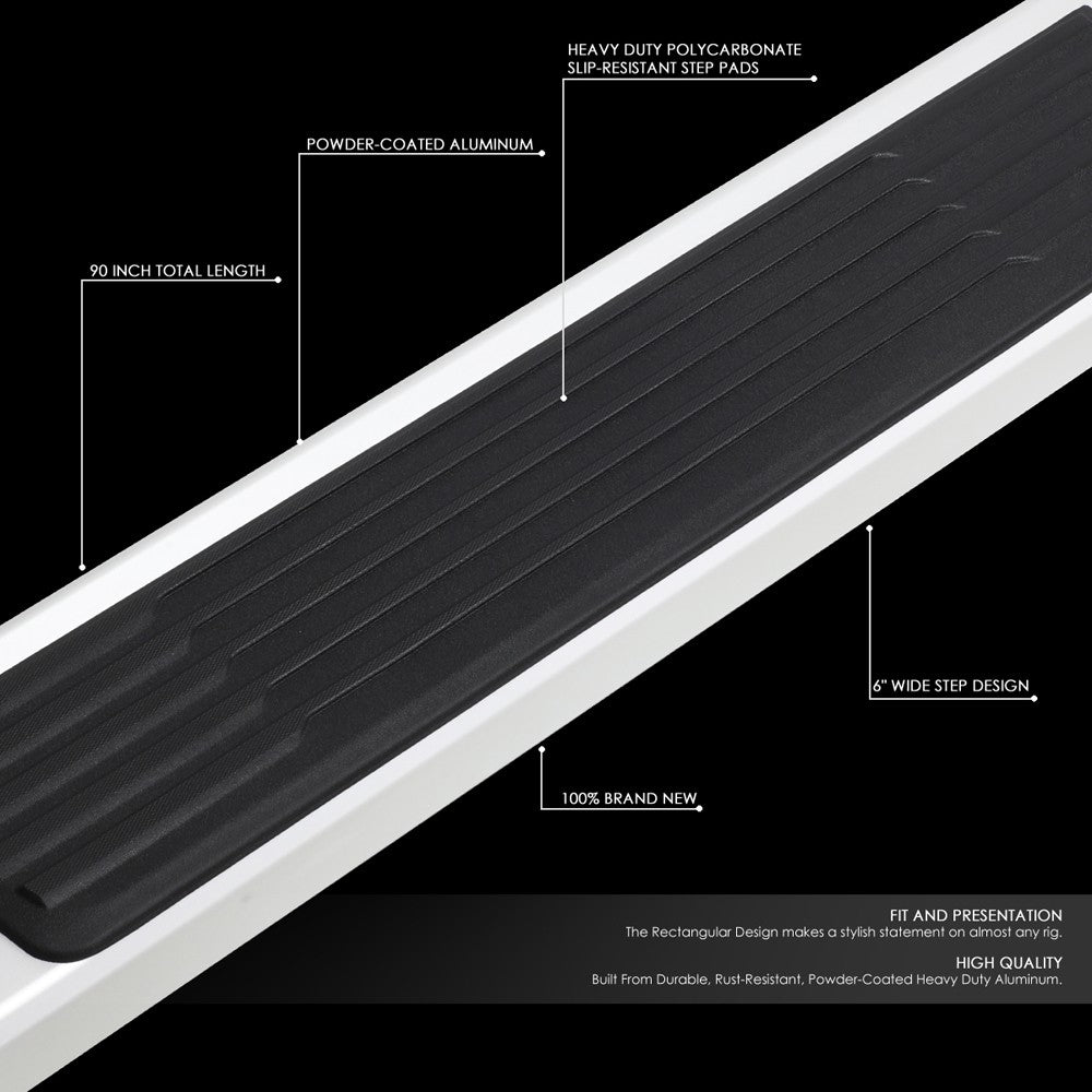 Flat Black/Silver Running Board Nerf Bar For 19+ Silverado/Sierra 1500 Crew Cab