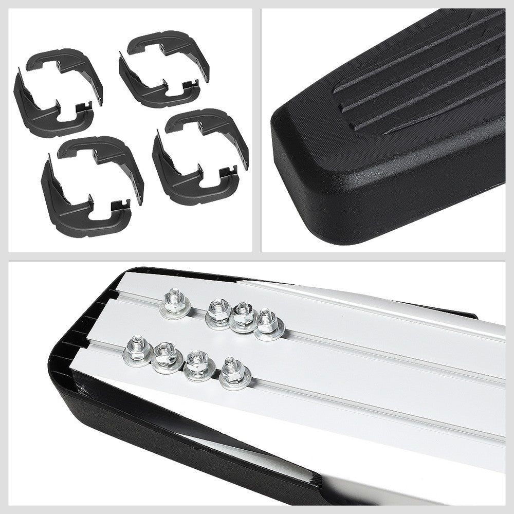 Flat Black/Silver Running Board Nerf Bar For 19+ Silverado/Sierra 1500 Crew Cab