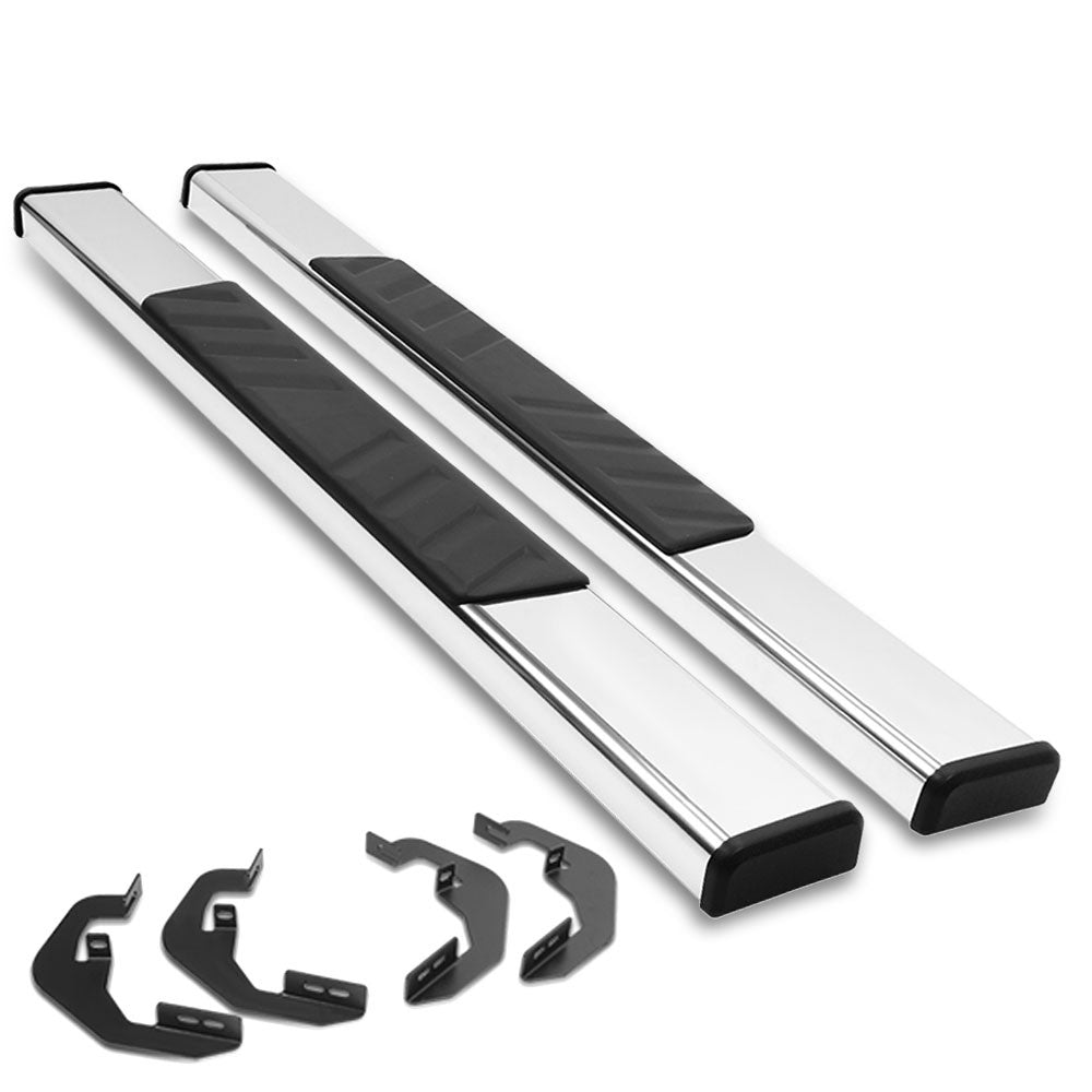 Flat Board Slant Metal Running Board Nerf Bar For 07-18 Sierra 1500 Standard Cab