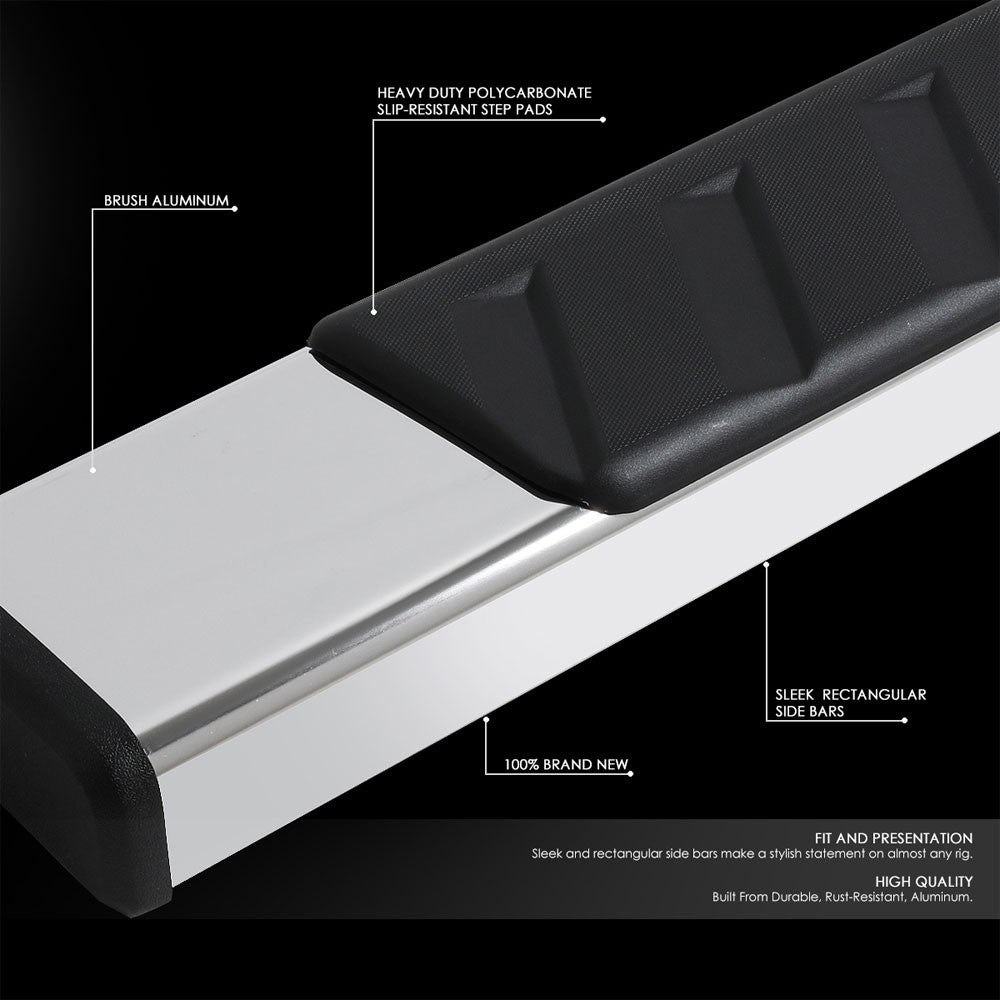 Flat Board Slant Metal Running Board Nerf Bar For 07-18 Sierra 1500 Standard Cab