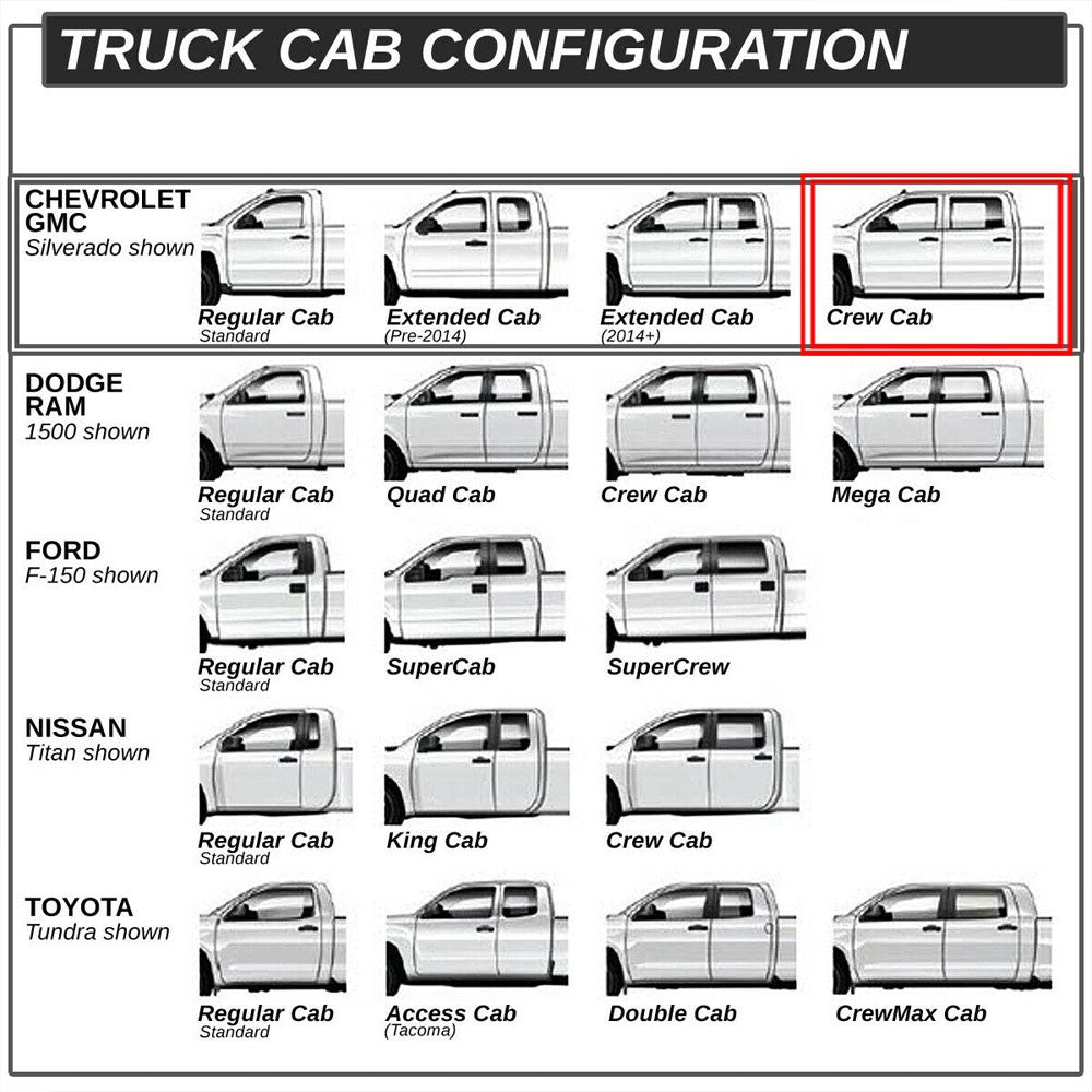Square/Lower Cleat BLK Running Board Nerf Bar For 07-18 Silverado 1500 Crew Cab