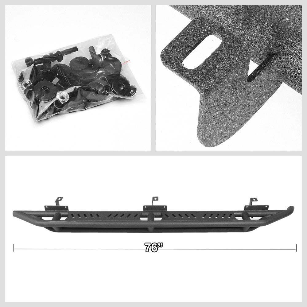 76" Steel Girder Black Running Board Nerf Bar For 18+ Jeep Wrangler JL 4Dr