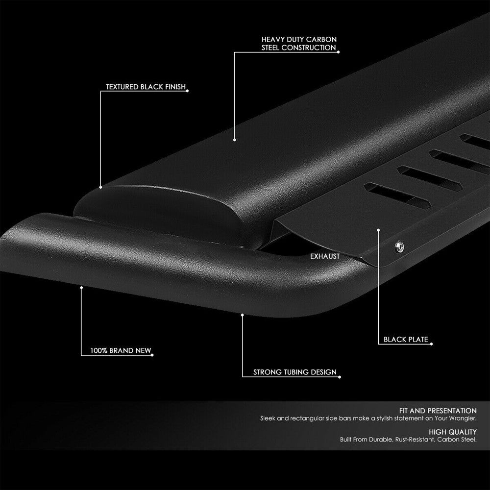 Oval Dropped Step Black Running Board Nerf Bar For 18+ Jeep Wrangler JL 4Dr