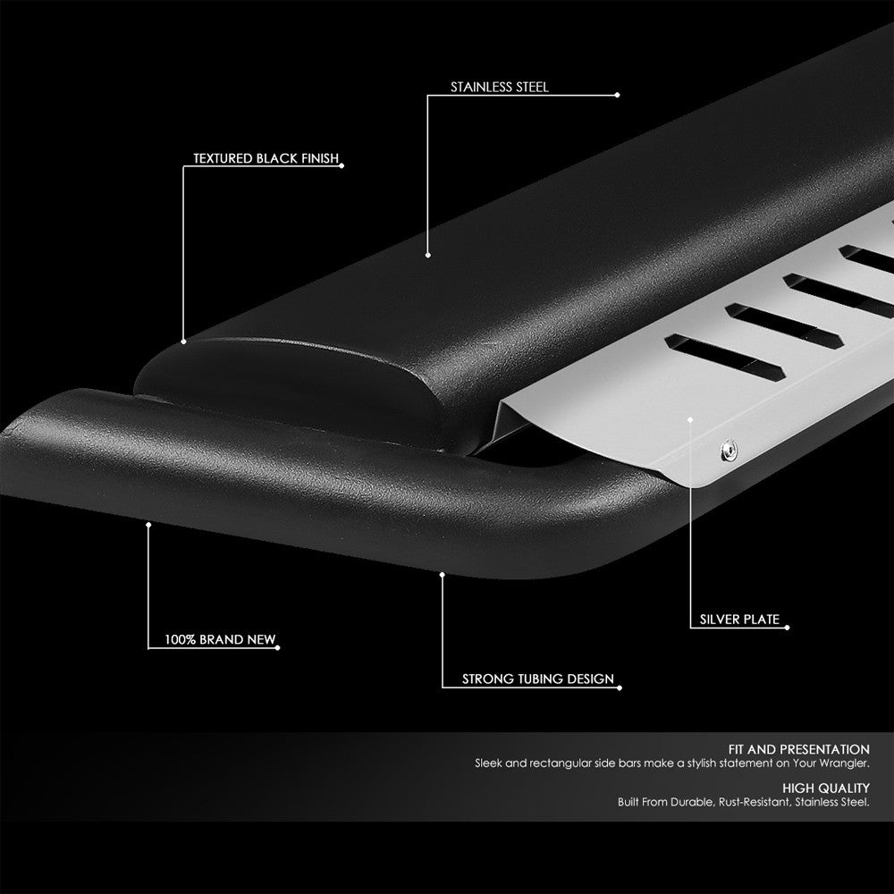Oval Dropped Step Metal Running Board Nerf Bar For 18+ Jeep Wrangler JL 4Dr